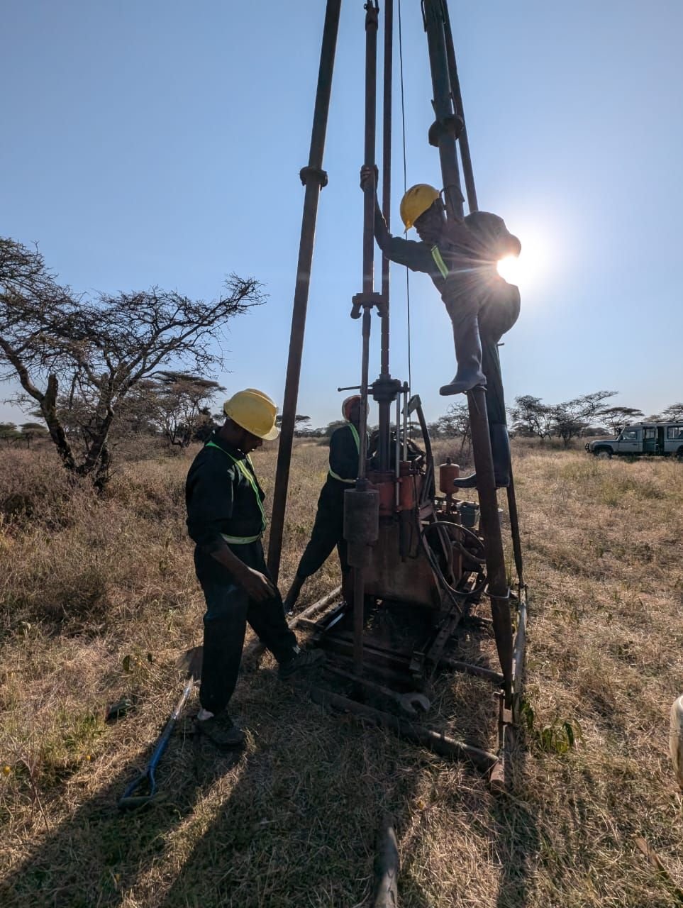 Drilling rig investigation at Ndutu Airstrip, Ngorongoro