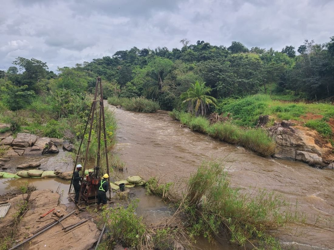 Wide view of a river site during investigation