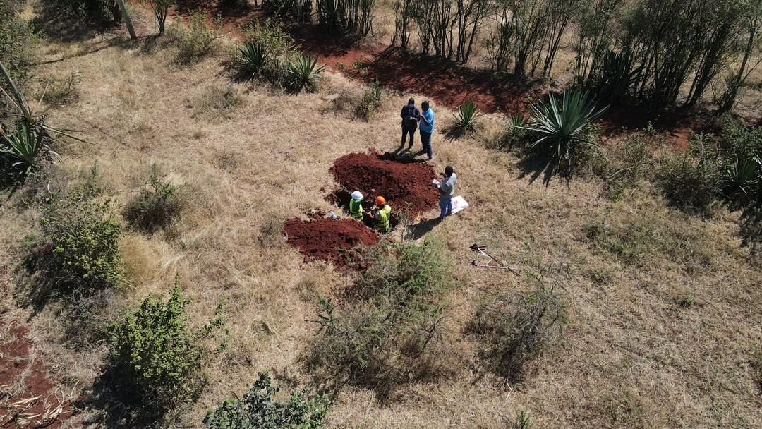 Aerial drone view of a survey site, alternate angle